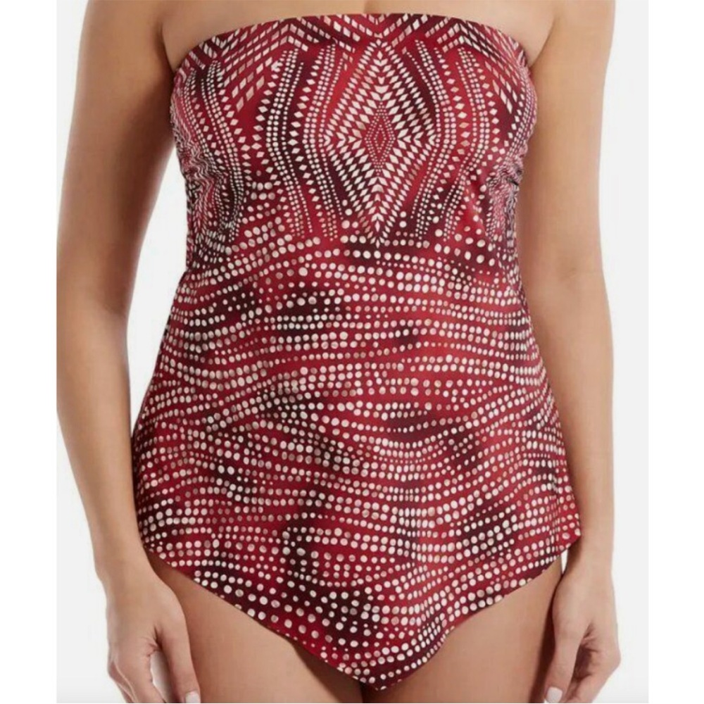 Miraclesuit Hankini Tankini Top Babylon Print Bandeau Convertible Strapless NEW